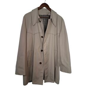 Vintage London Fog Maincoats Trench Coat Faux Sz 42 Reg. Beige Khaki